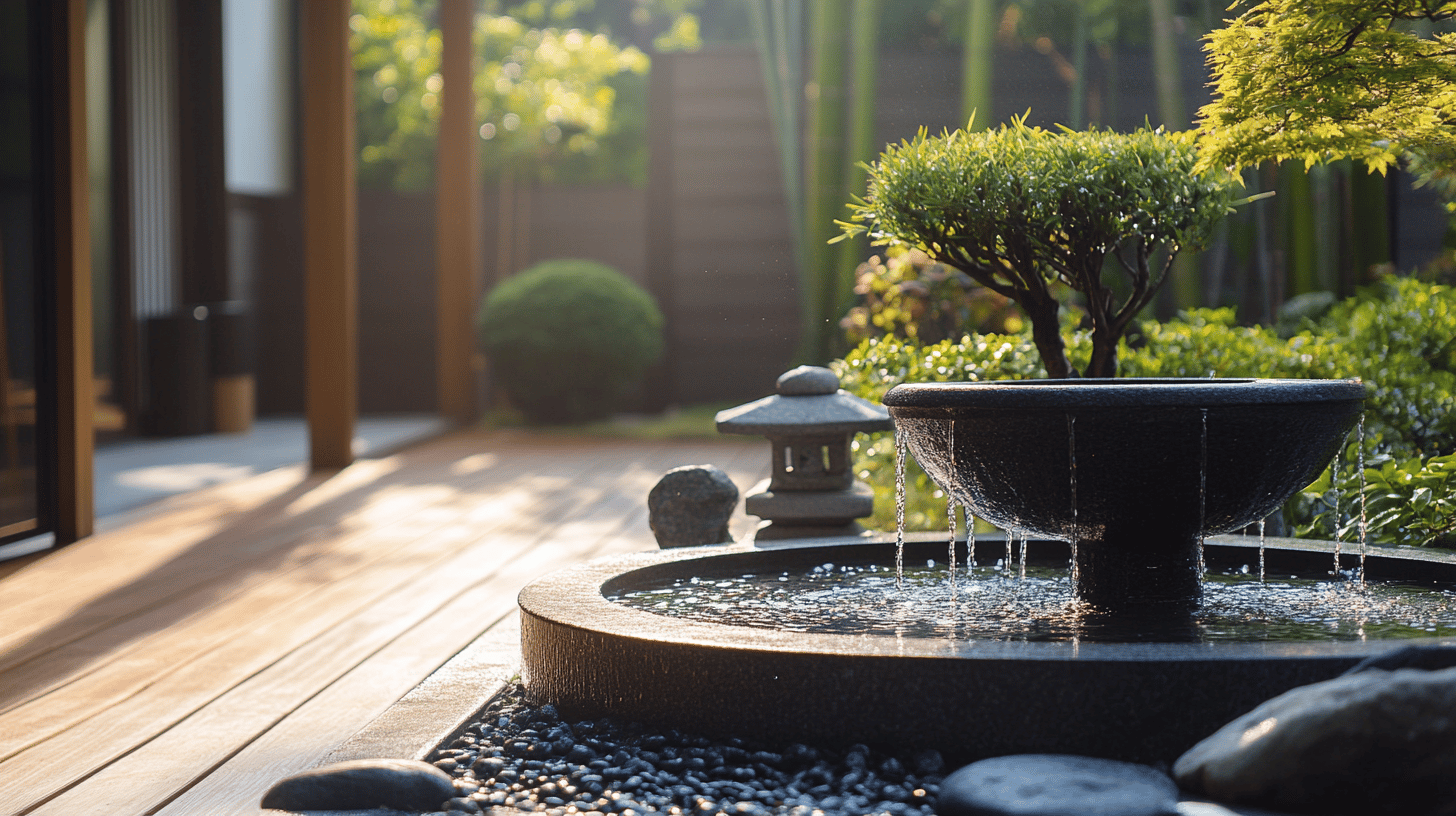 Japanischer Garten mit kleinem Brunnen